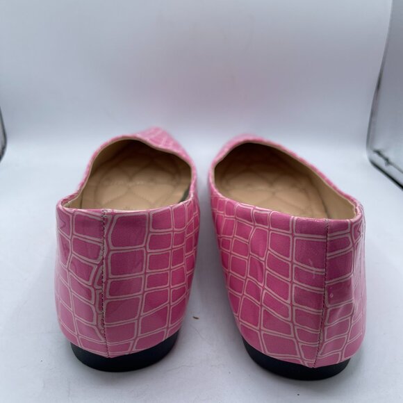 Pink Crocodile-Embossed Flats – Women’s Size ~10 (Approx. 10.5" Sole Length) - Picture 4 of 9